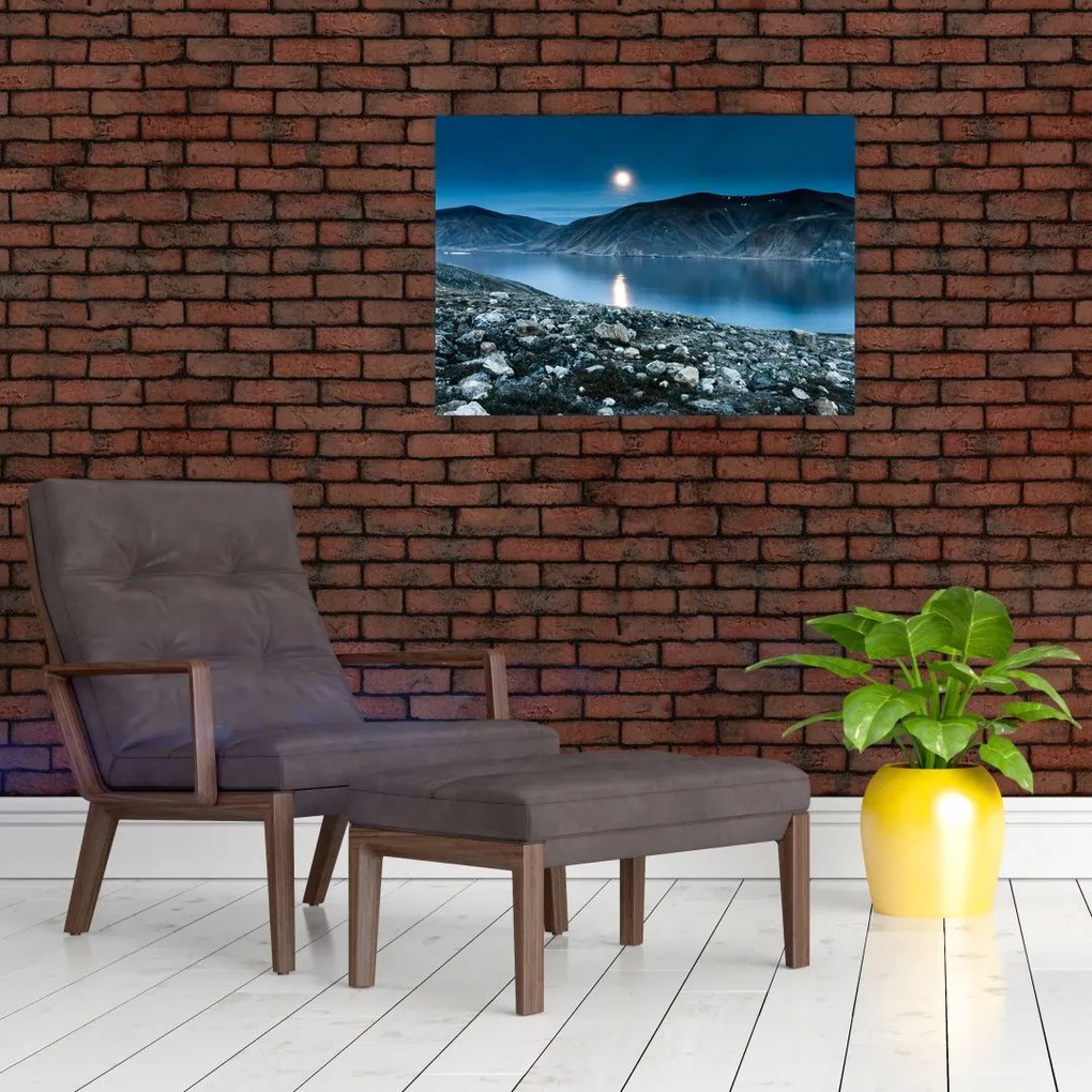 Tablou pe sticlă - Islanda noaptea (70x50 cm)