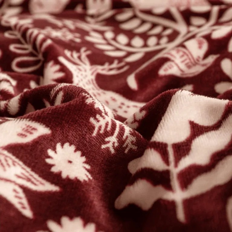 Lenjerie cocolino FOREST ANIMALS visiniu Dimensiune lenjerie de pat: 70 x 90 cm | 140 x 200 cm