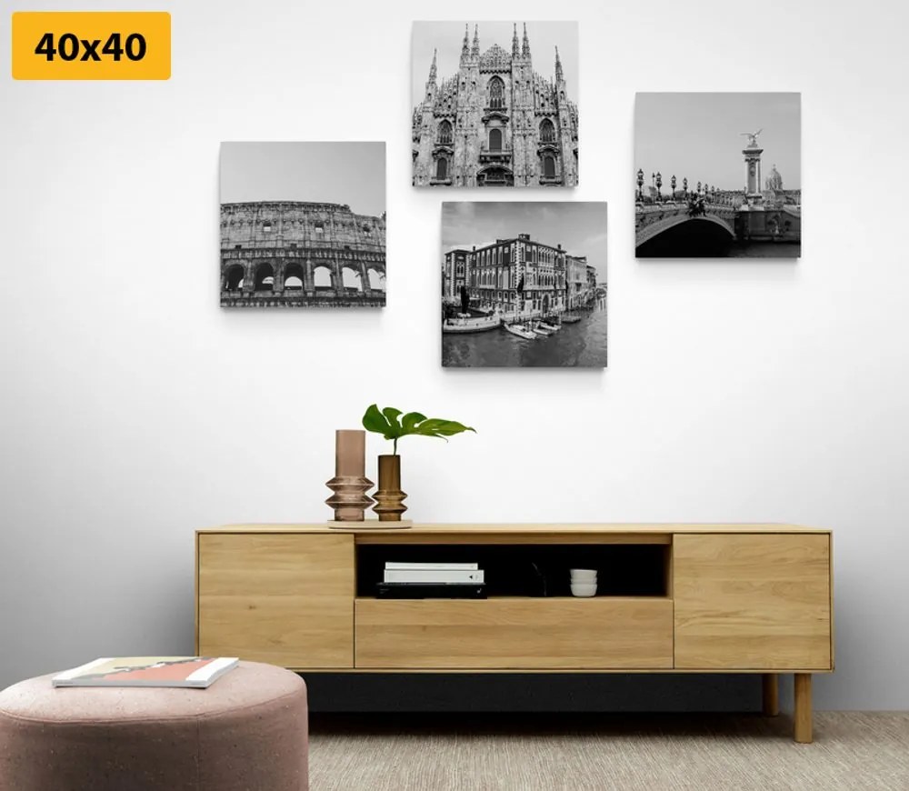 Set tablouri orașe istorice în design alb-negru