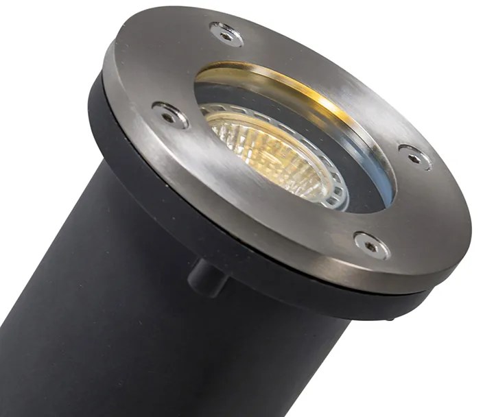 Spot de sol inteligent din oțel inoxidabil, inclusiv WiFi GU10 IP65 - Basic Round
