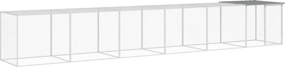 vidaXL Coteț pui cu acoperiș gri deschis 603x98x90 cm oțel galvanizat