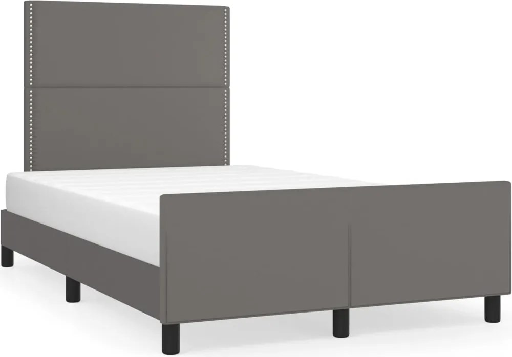 vidaXL Cadru de pat cu tăblie, gri, 120x200 cm, piele ecologică