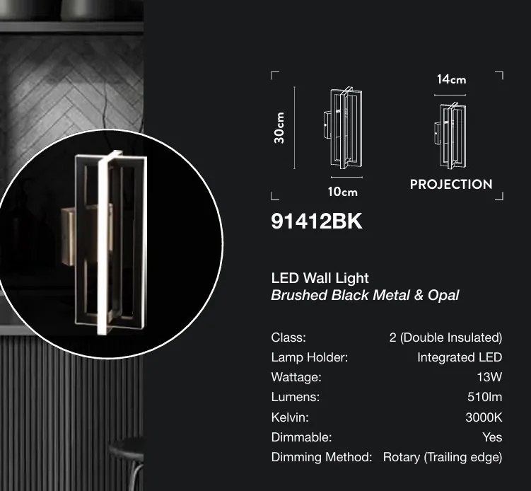 Aplica de perete LED design modern Belle negru