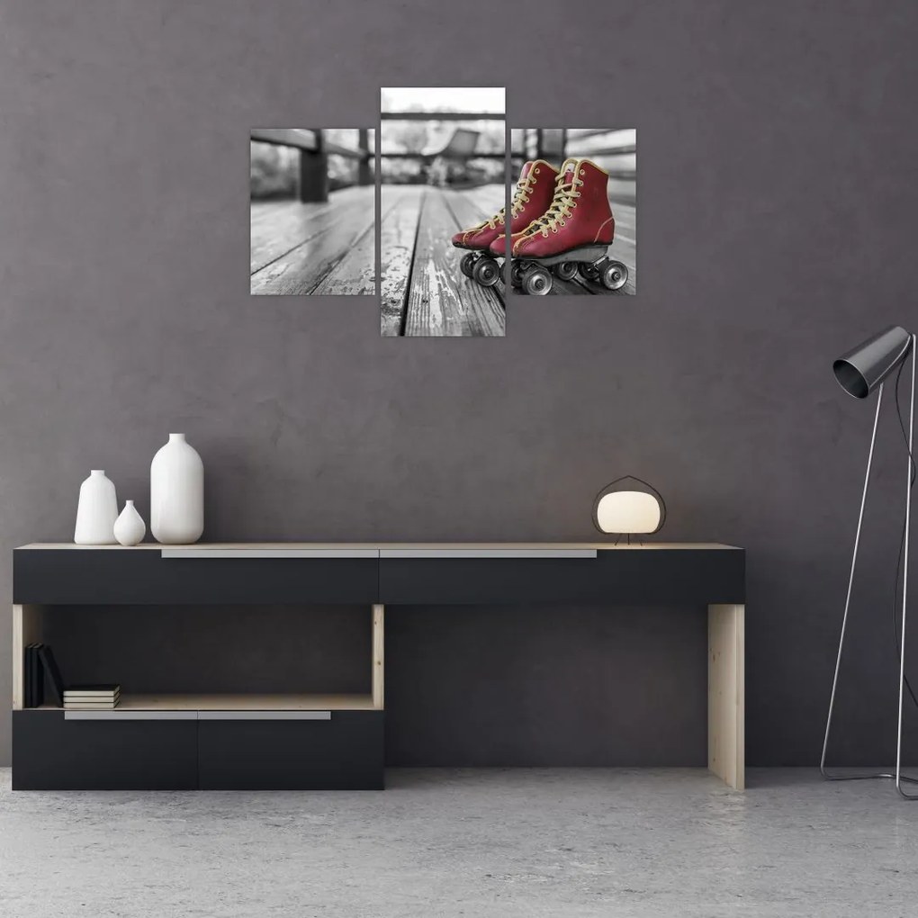 Tablou cu pantofi cu role vechi roșii (90x60 cm)