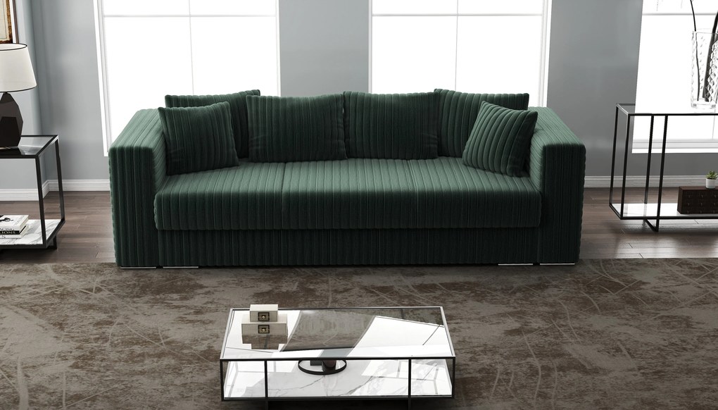 Canapea extensibilă dumonde cu ladă de depozitare si sezut confortabil din spuma high-density, Gloria Ambience Verde 240x100 cm