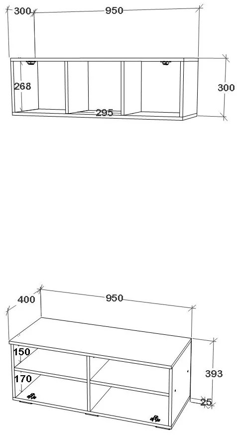 Living haaus V11, Negru/Alb Lucios, MDF, L 95 cm