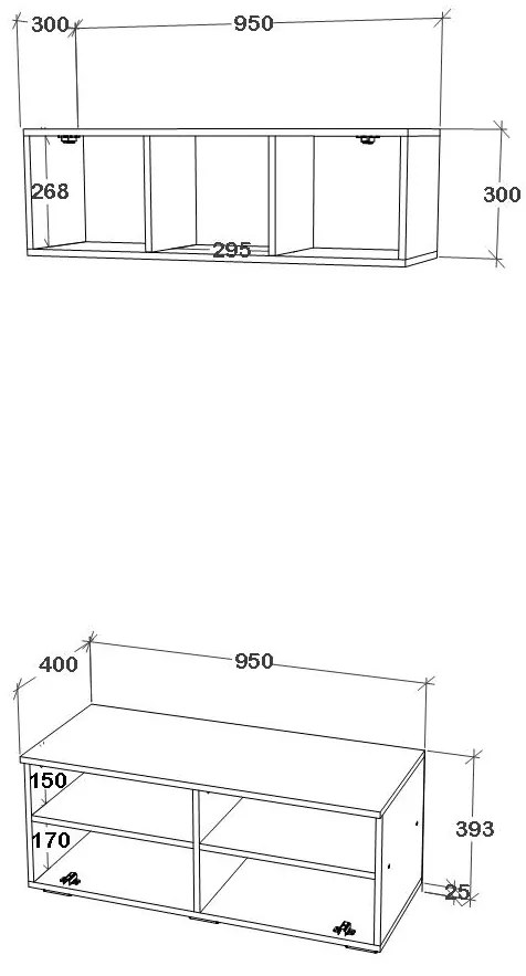 Living Kos V11, Negru/Alb Lucios, MDF, L 95 cm