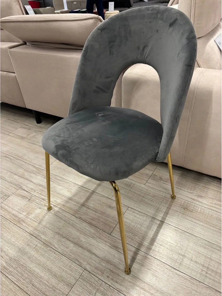 PRODUS RESIGILAT - Scaun K385, gri/auriu, stofa catifelata/metal, 54x5
