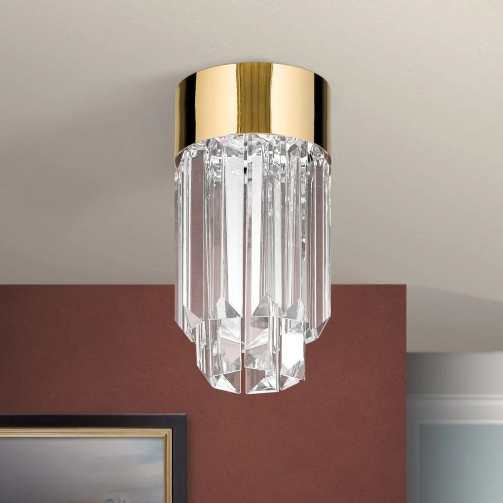Plafoniera cu cristal K9 design elegant PRISM aurie