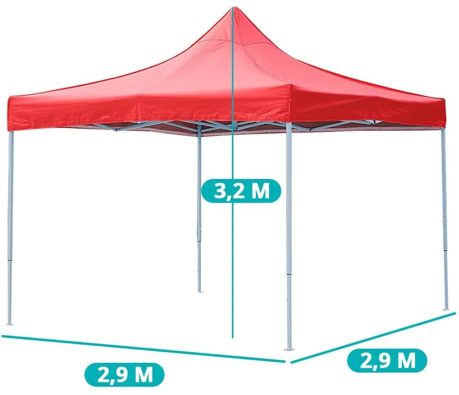 Pavilion pliant 2,9x2,9m-rosu