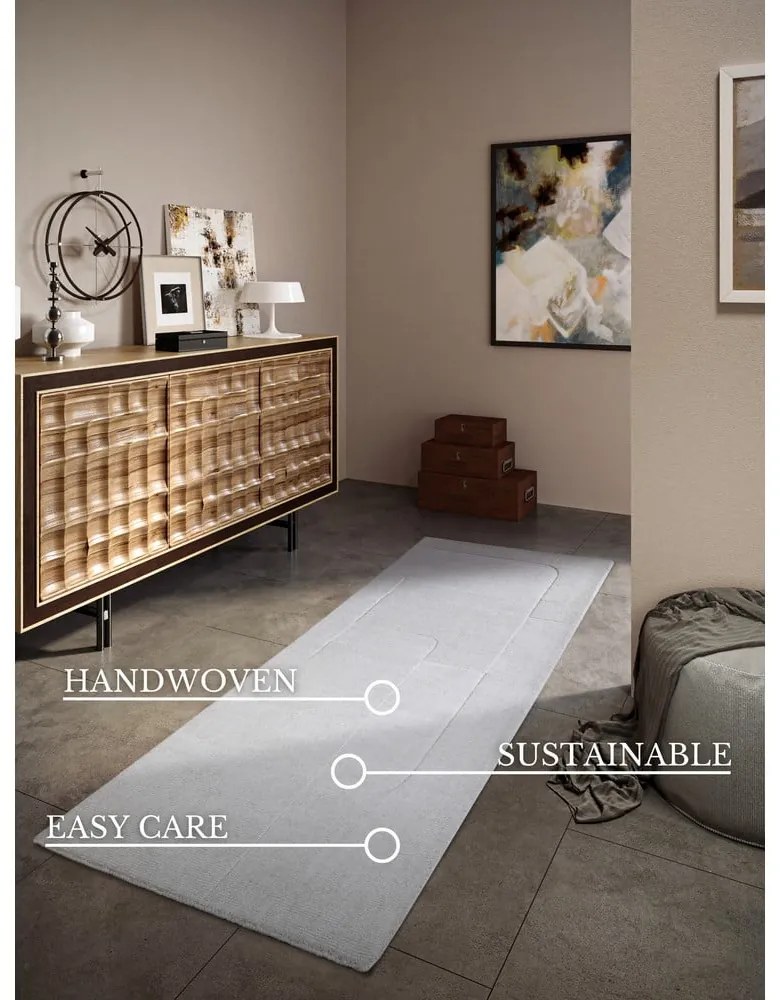 Covor tip traversă crem țesut manual din lână 80x250 cm Charlotte – Villeroy&amp;Boch