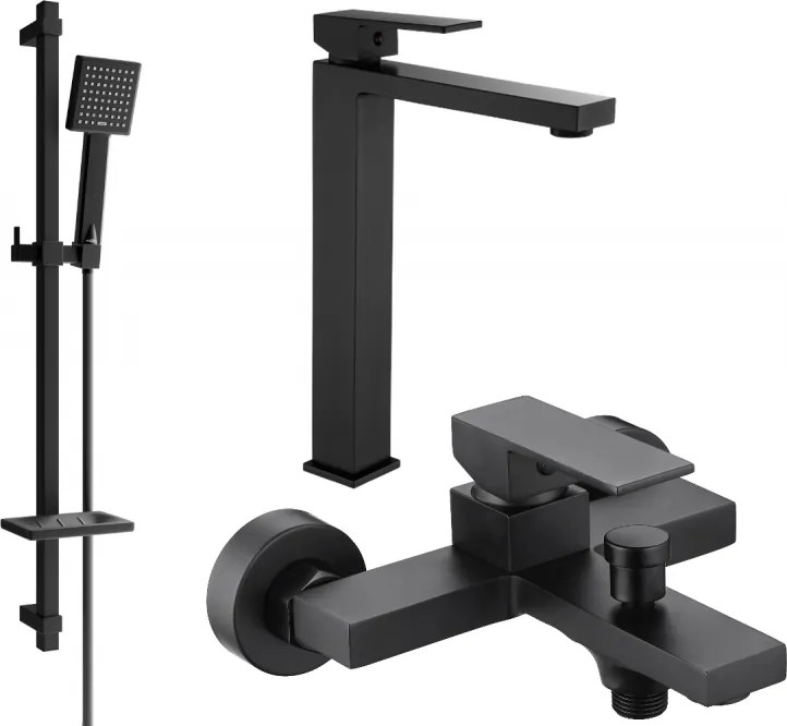 Mexen Uno DQ45 set de baie, negru - 71413DQ45-70
