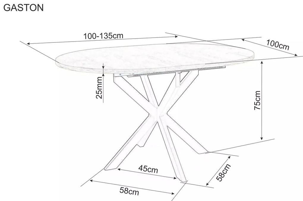 Masa extensibila de dining GASTON 100(135)X100 cm, decor stejar artisan