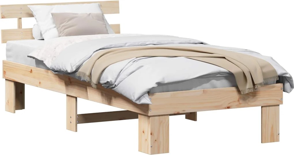 vidaXL Cadru de pat natural 100 x 200 cm Lemn de pin masiv