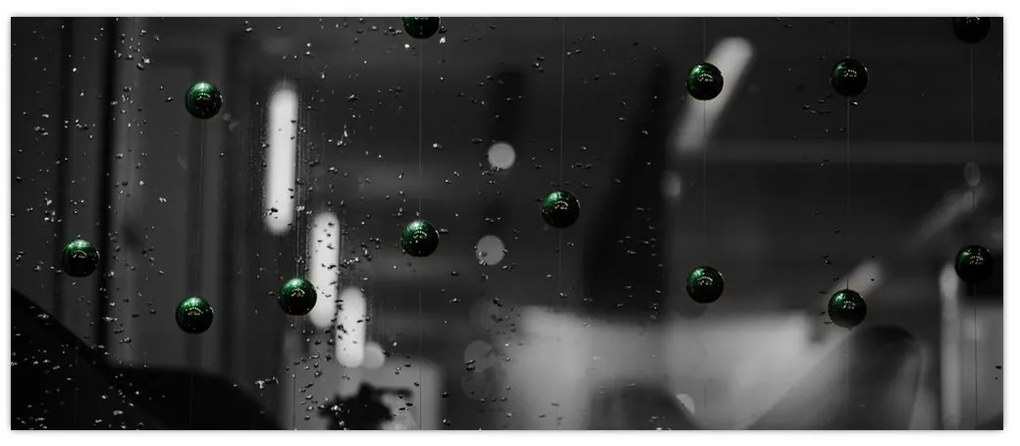 Tablou abstract - bilele verzi (120x50 cm)