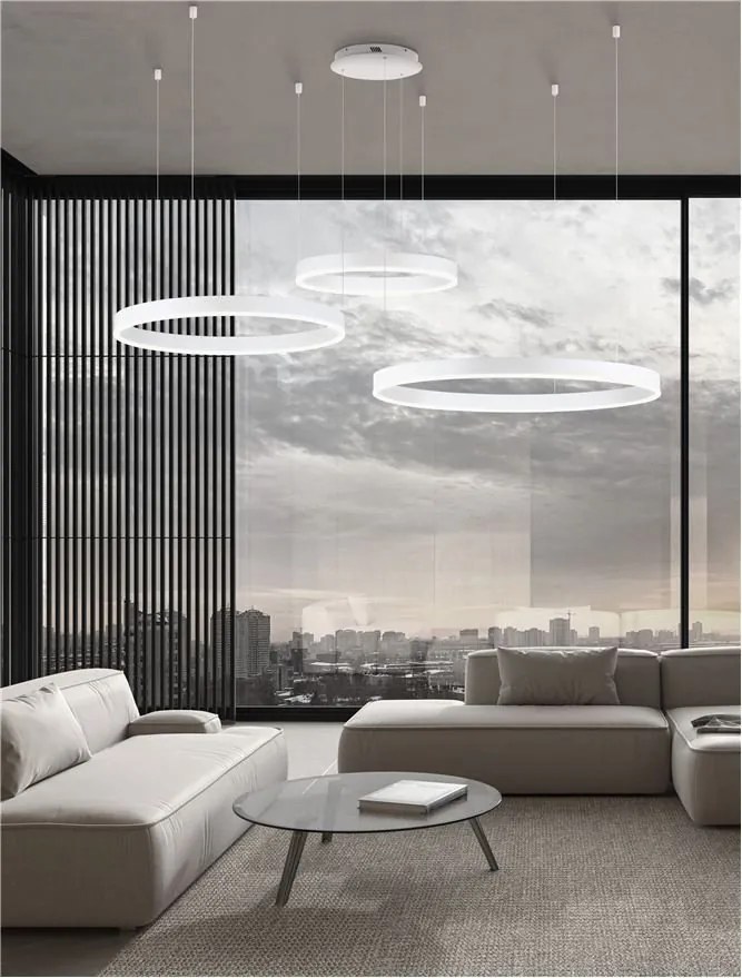 Lustra LED dimabila design circular MOTIF 3 ring alb