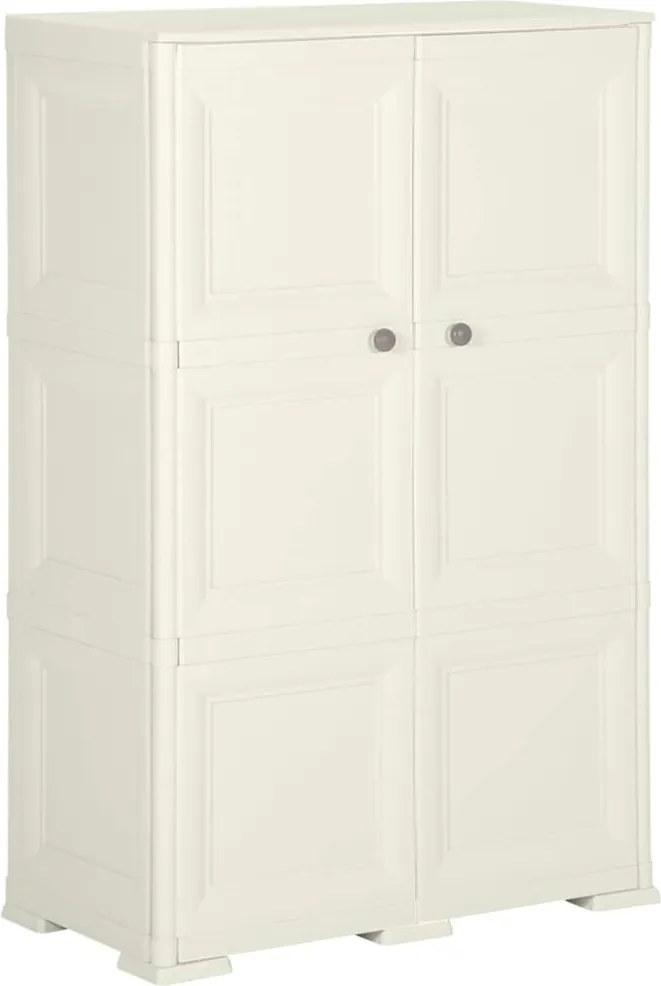 vidaXL Dulap din plastic, 79x43x125 cm, vanilla ice, design de lemn