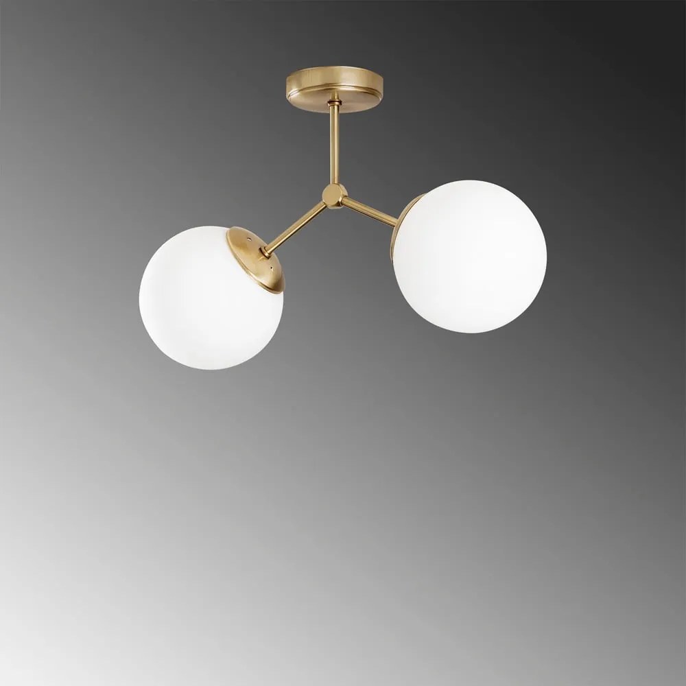 Plafonieră albă/alămie cu abajur din sticlă 15x44 cm Damar – Opviq lights