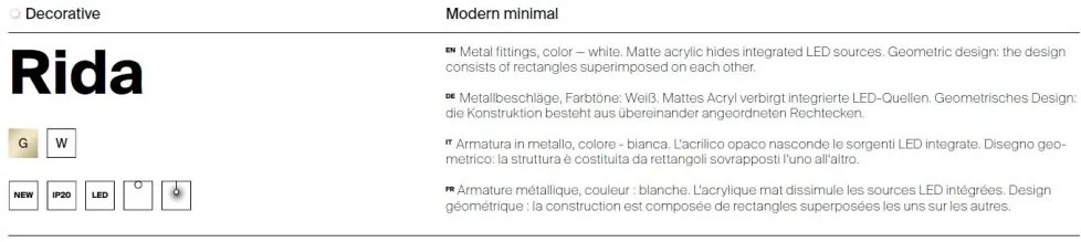 Lustra LED aplicata design minimalist Rida alb