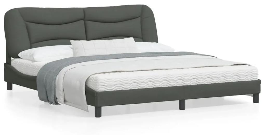 3207787 vidaXL Cadru de pat cu tăblie, gri închis, 180x200 cm, textil
