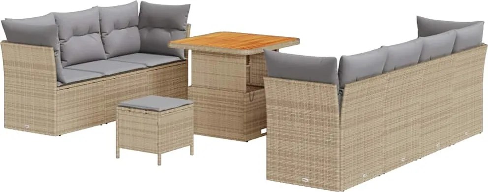vidaXL Set de canapele pentru grădină 10 pcs Bej poliratan