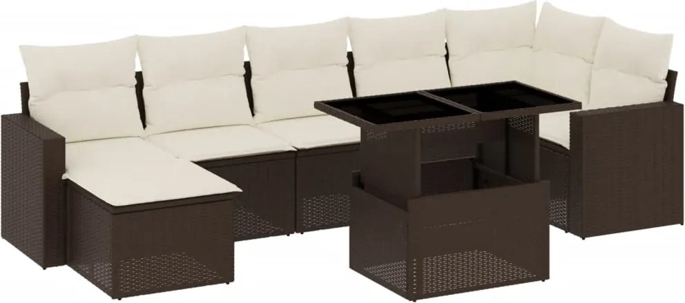 vidaXL Set canapele de grădină cu perne, 8 piese, maro, poliratan