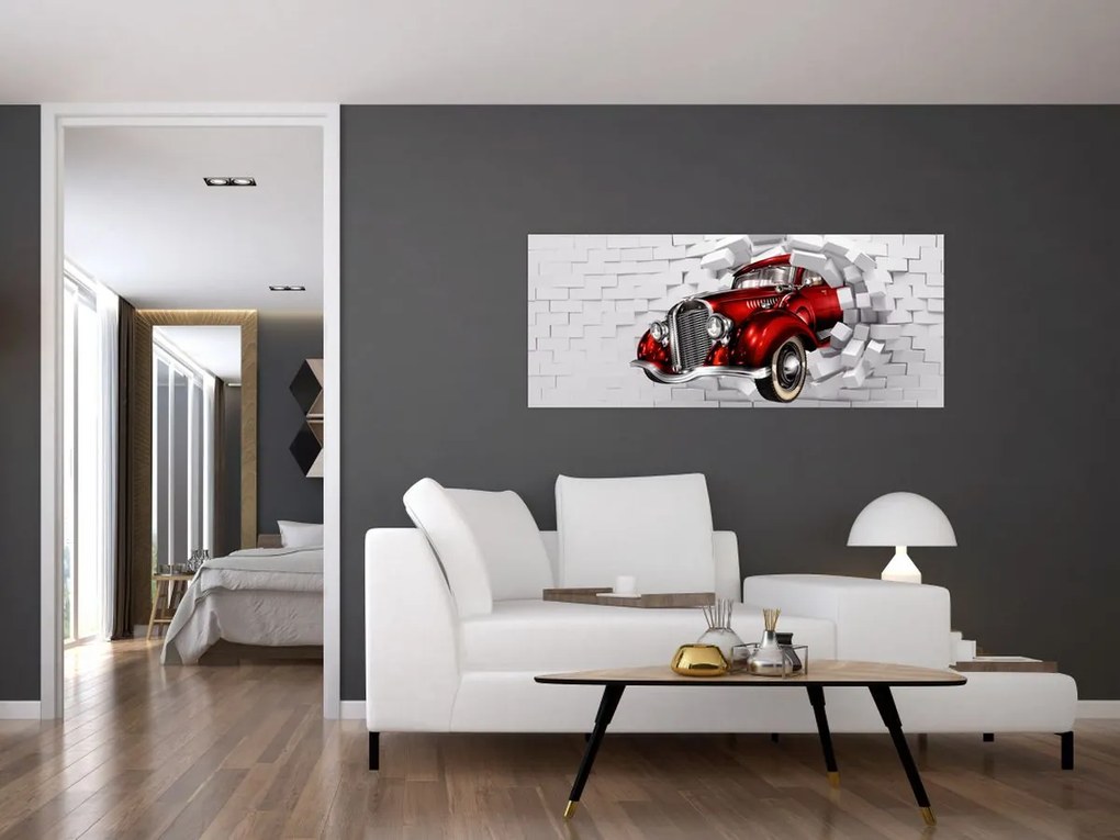 Tablou - Mașină roșie (120x50 cm)