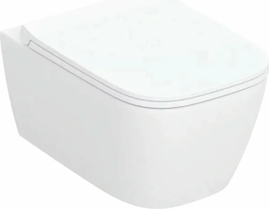 Set vas WC suspendat Geberit Smyle TurboFlush alb cu spalare verticala si capac softclose