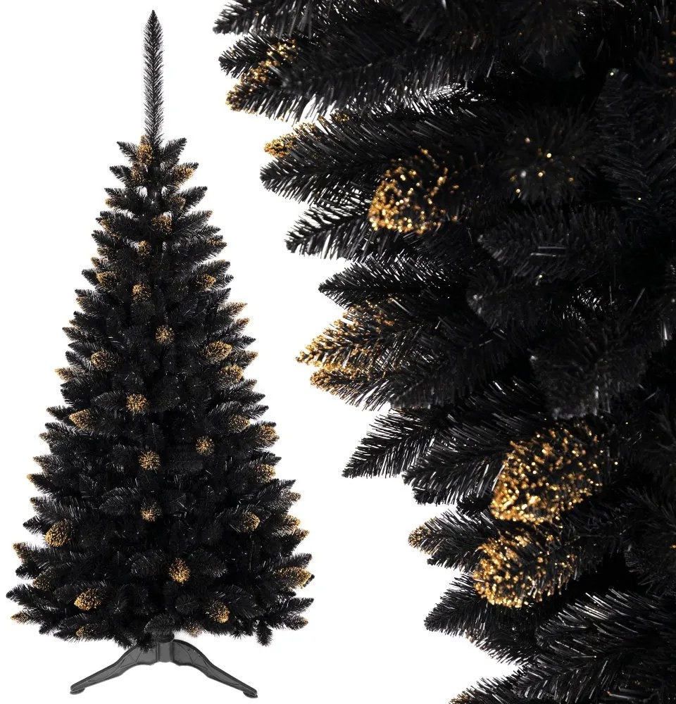 Brad de Crăciun frumos cu ramuri aurii 220 cm