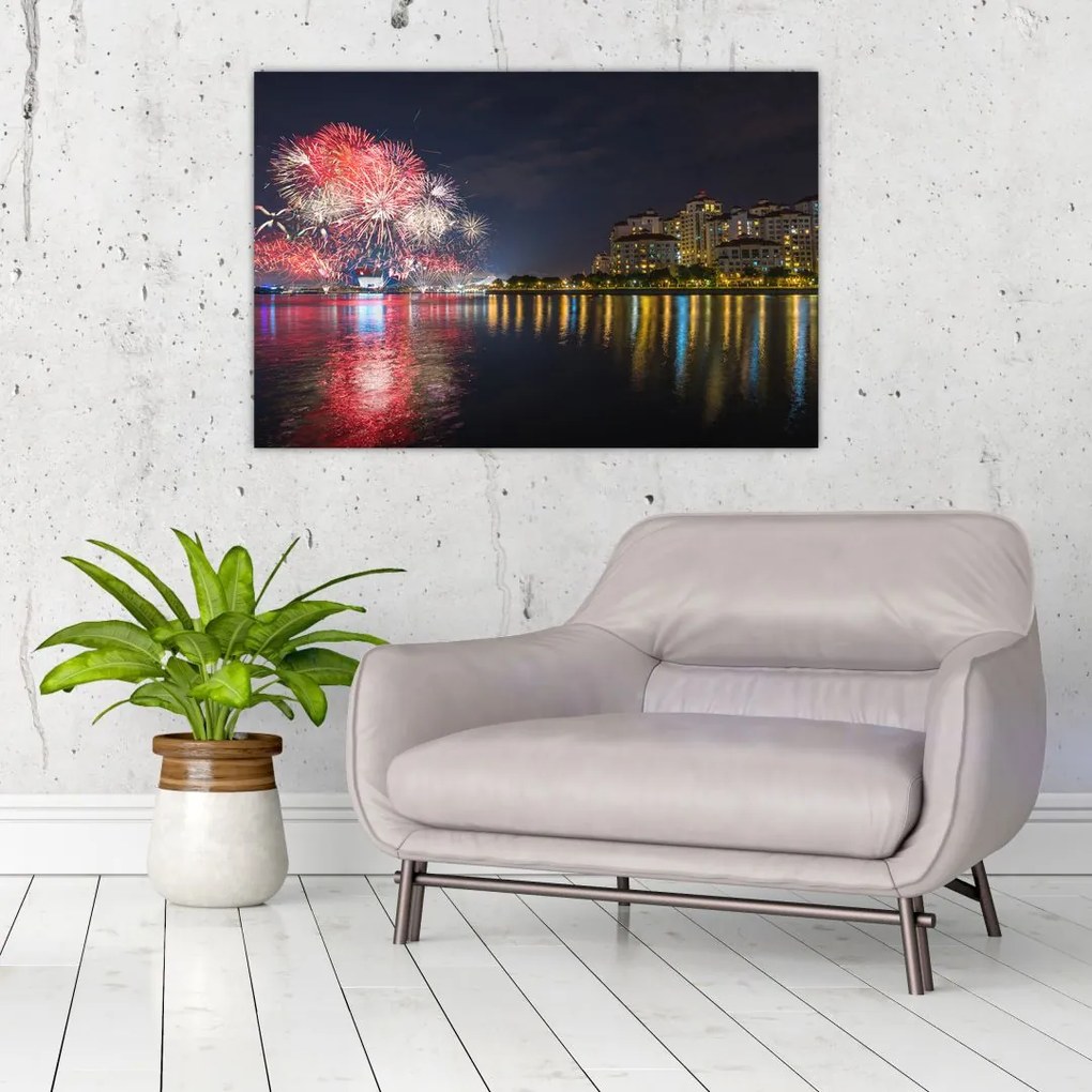 Tablou cu artificii in Singapur (90x60 cm)