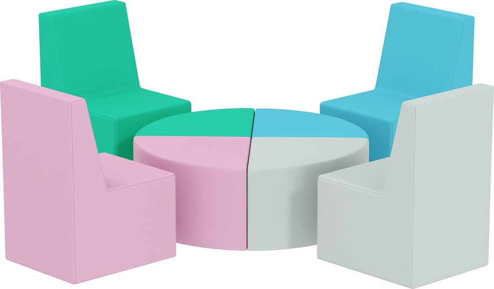 AIYAPLAY Set 8 piese blocuri din spumă pentru copii blocuri moi cu design masă și scaun pentru cățărat blocuri din PU multicolor | Aosom Romania