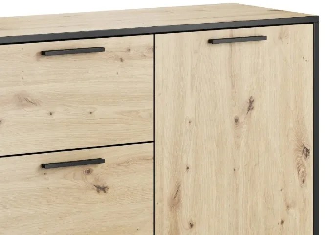 Comodă typ 864 Bryanna (Stejar artisan + Negru). 1041895