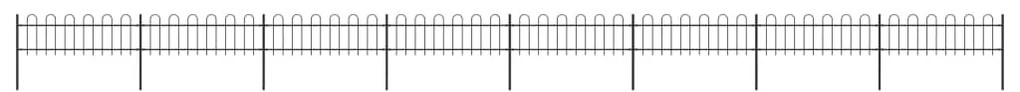 vidaXL Gard de grădină cu vârf curbat, negru, 13,6 m, oțel