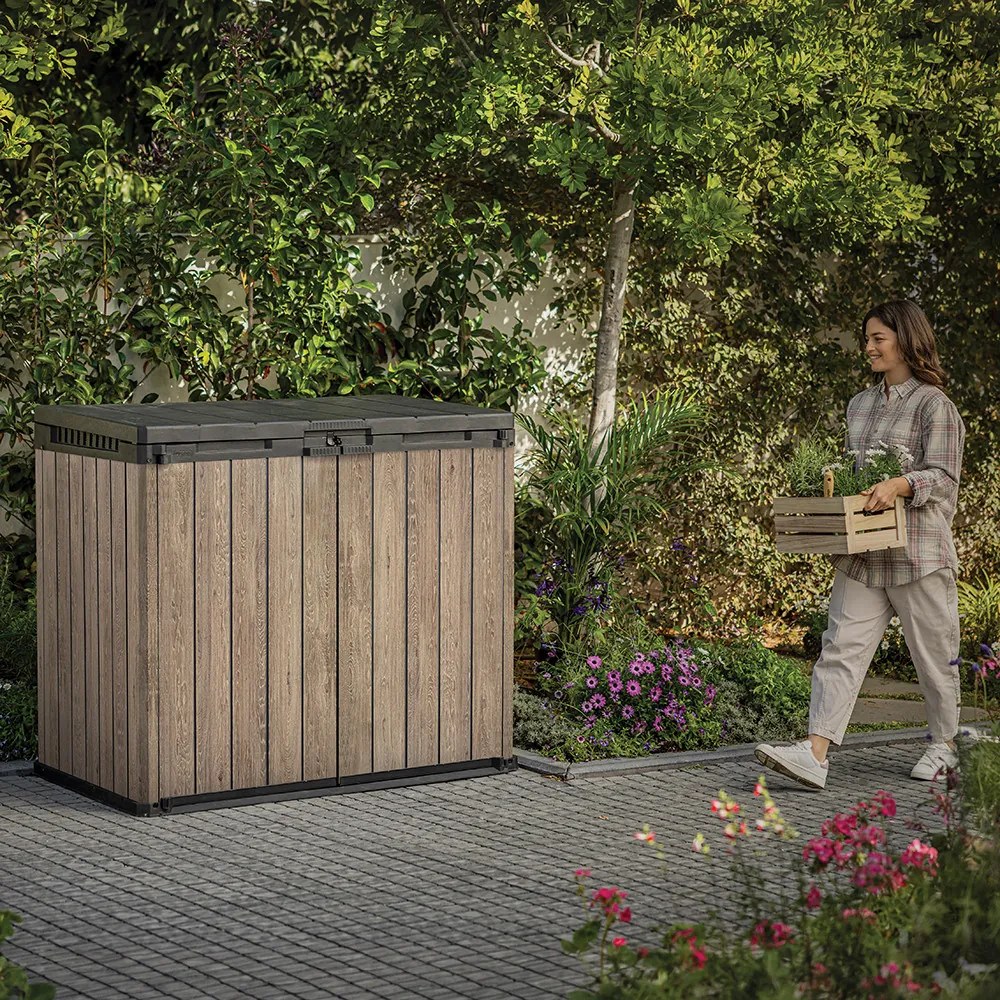 Signature store it out – container de grădină din plastic, 1150 l, din lemn de frasin