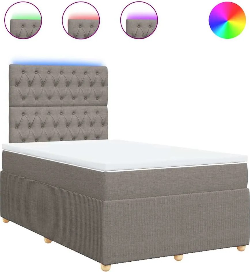 vidaXL Pat box spring cu saltea, gri taupe, 120x200 cm, textil