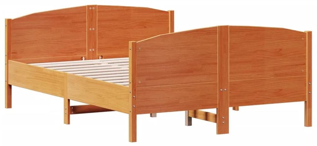 3216178 vidaXL Cadru de pat cu tăblie, maro ceruit, 120x200 cm, lemn masiv pin