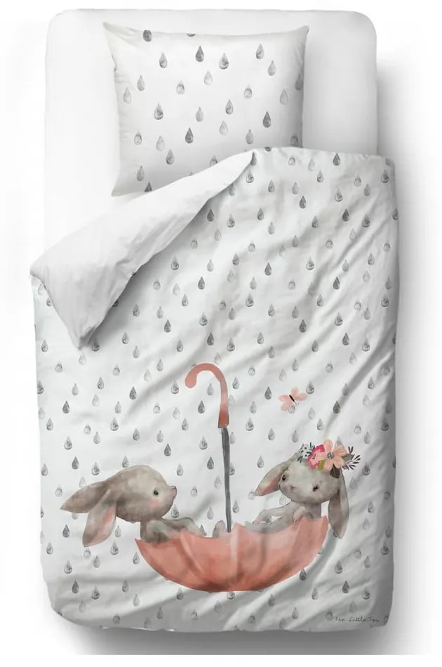 Lenjerie de pat din bumbac satinat pentru copii Butter Kings Bunnie, 140 x 200 cm