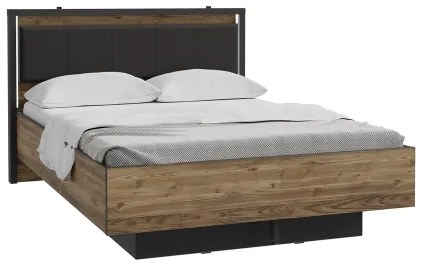 Pat dublu cu spațiu de depozitare OREN 140x200 cm, maro/negru