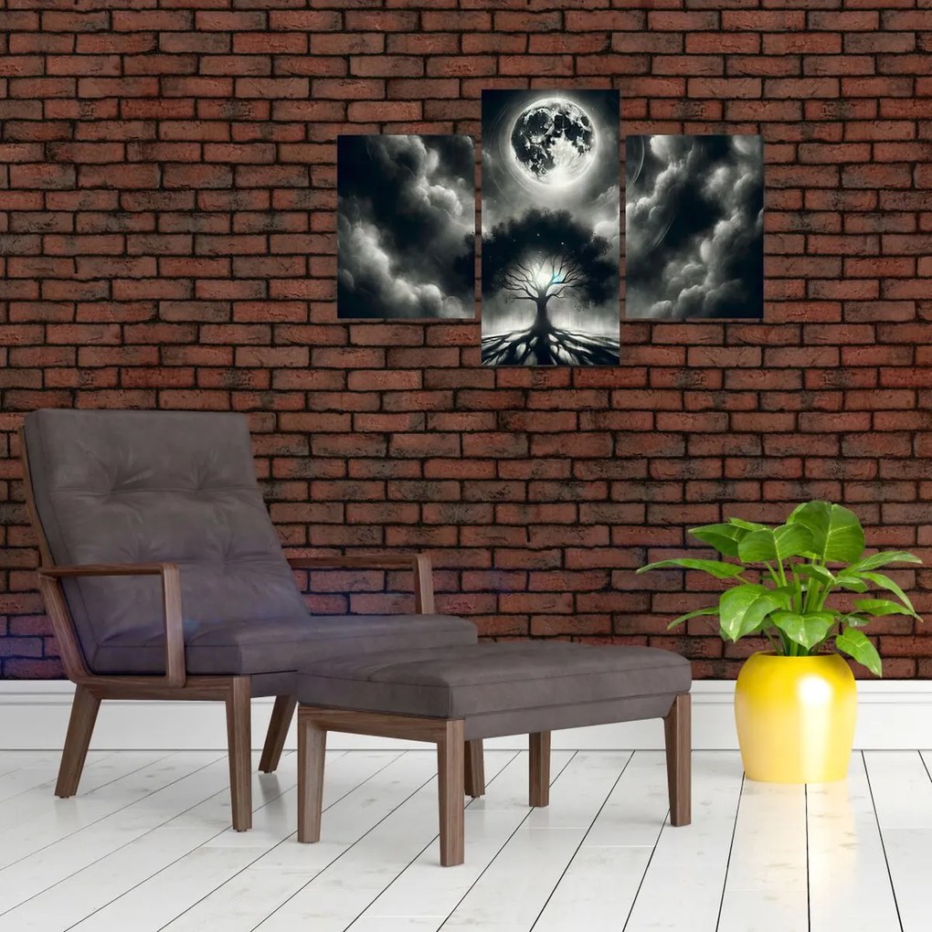 Tablou – Arbore alb-negru în lună plină (90x60 cm)