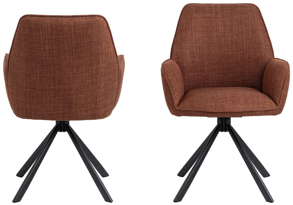 MAZZONI EXPORT YUNI Teracotă (material Basel 44) - SCAUN MODERN PIVOTANT TAPIȚAT PENTRU SALON/SUFRAGERIE/BIROU LOFT