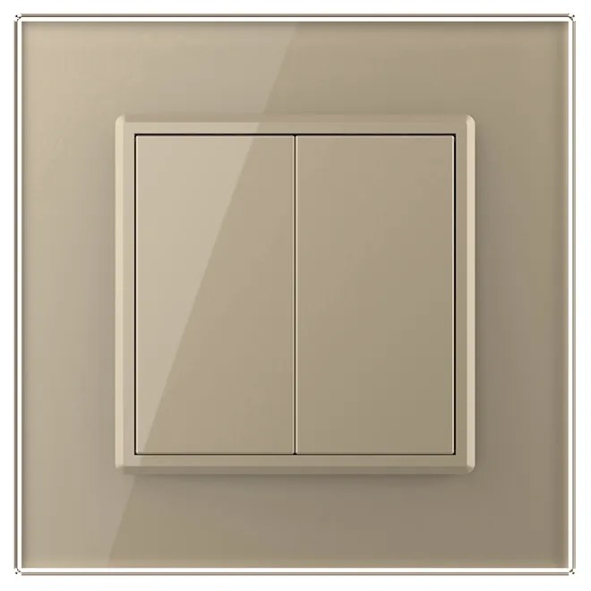 Intrerupator Dublu Mecanic Cap Scara LIVOLO cu Rama din Sticla – Serie Noua