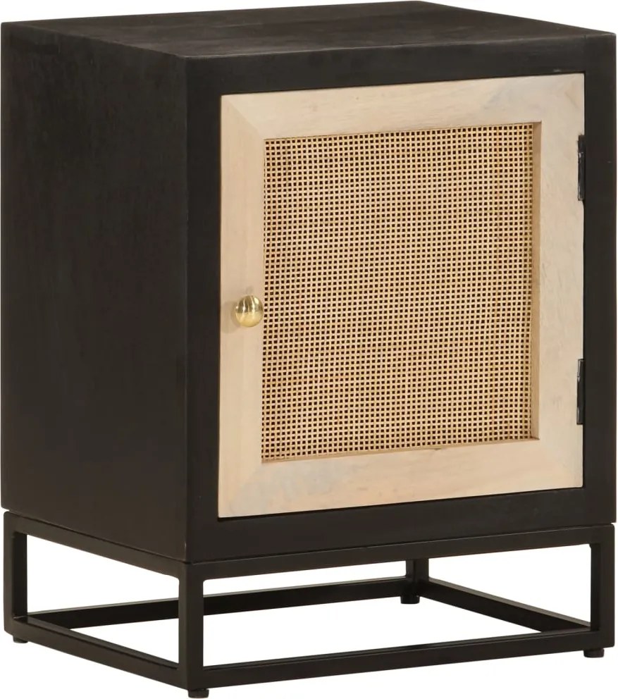 vidaXL Noptieră, neagră, 40x30x50 cm, lemn masiv de mango și fier