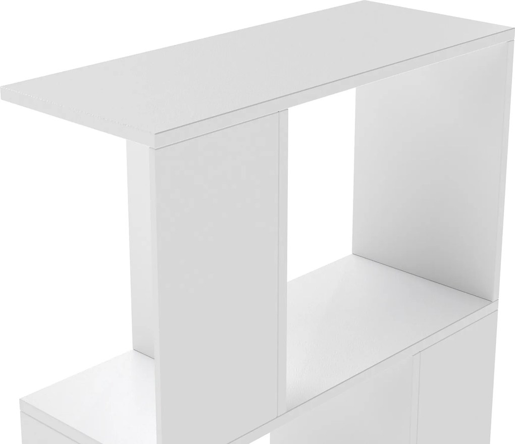 HOMCOM Raft pentru Cărți cu 5 Rafturi Separate, Bibliotecă în Formă de S din Lemn, 60x24x184,5 cm, Alb | Aosom Romania
