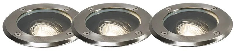 Set de 3 spoturi de sol exterioare din oțel reglabile IP65 - Delux
