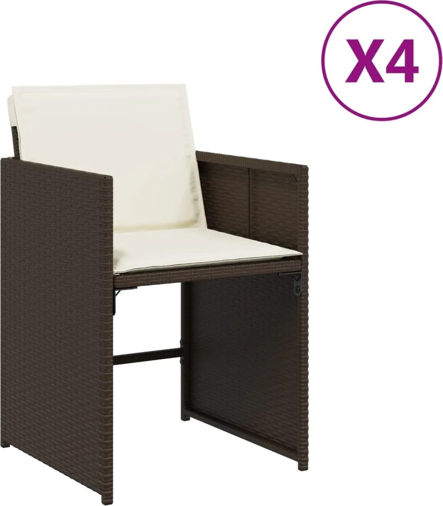 vidaXL Scaune de grădină cu perne, 4 buc., maro, poliratan