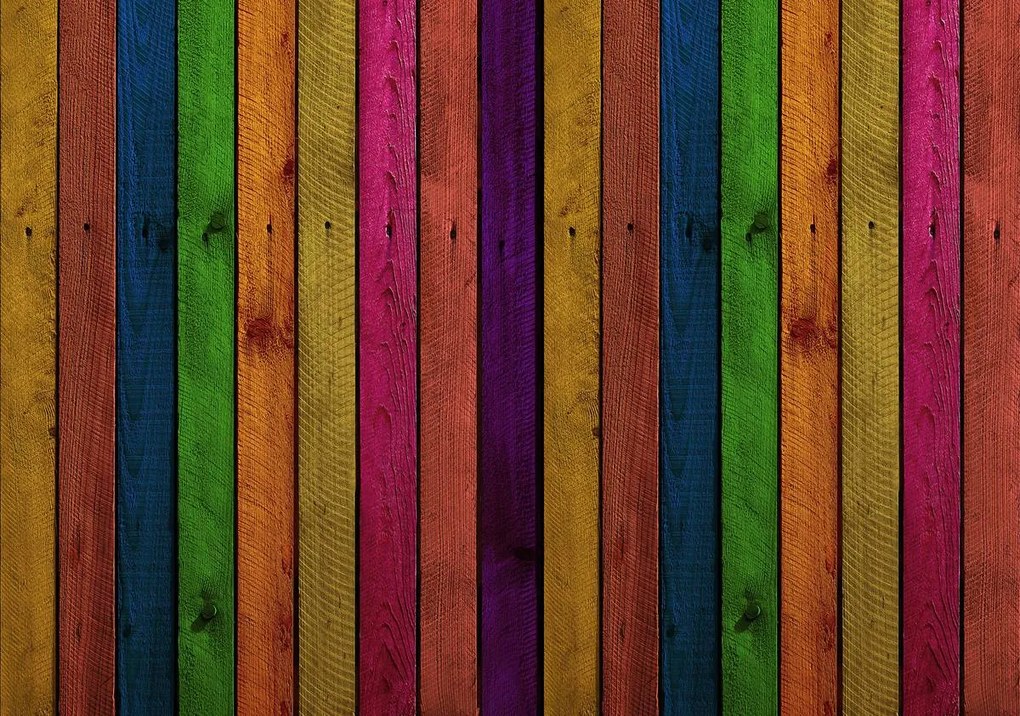 Fototapet - Scândură colorată (254x184 cm)