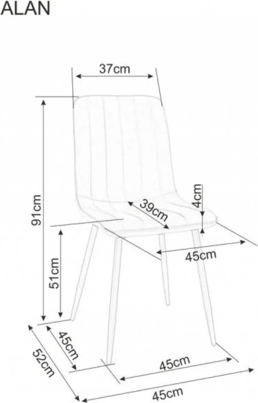 Scaun de masa ALAN B gri inchis cu picioare negre
