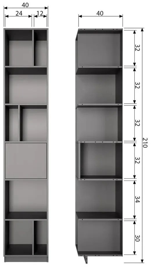 Bibliotecă modulară neagră din lemn masiv de pin 200x210 cm Finca – WOOOD