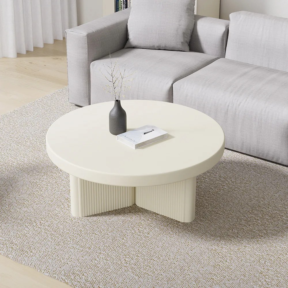 Masuta de cafea rotunda alb stil japandi DEPRIMO 43471 by Deprimo