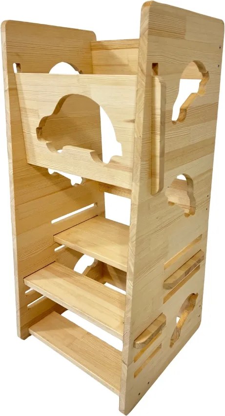 Turn de invatare - learning tower lemn de pin masinuta